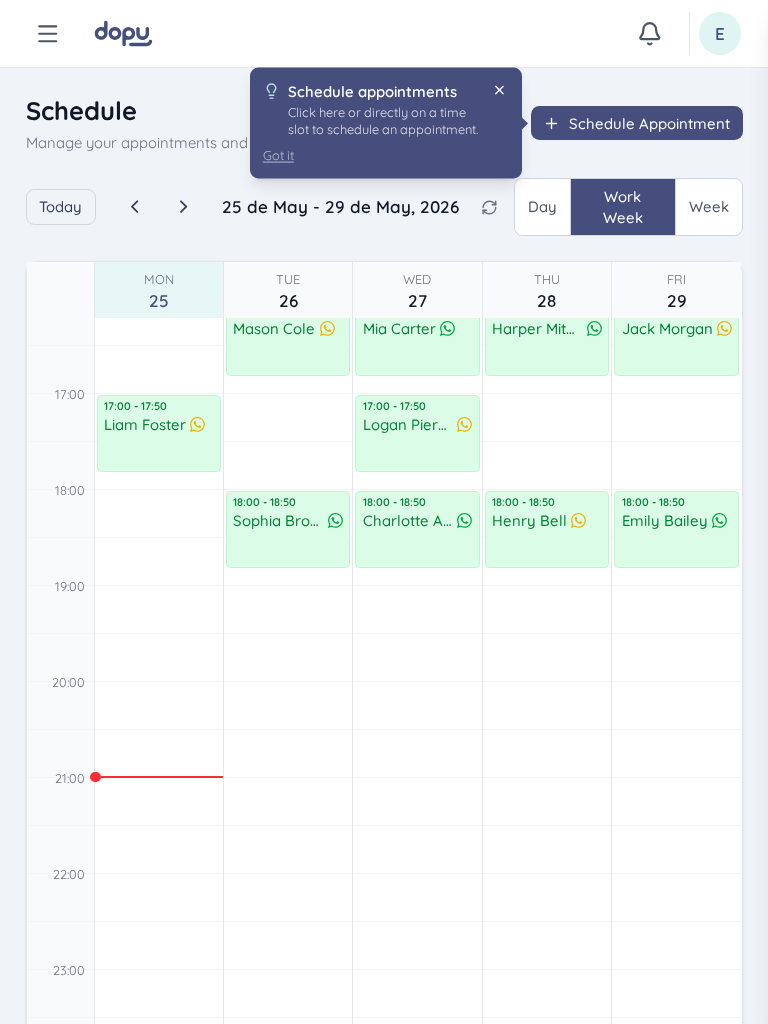 Schedule on tablet