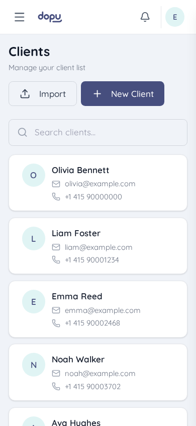Client list on mobile