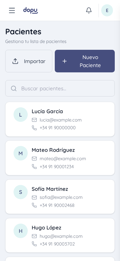 Lista de pacientes en celular
