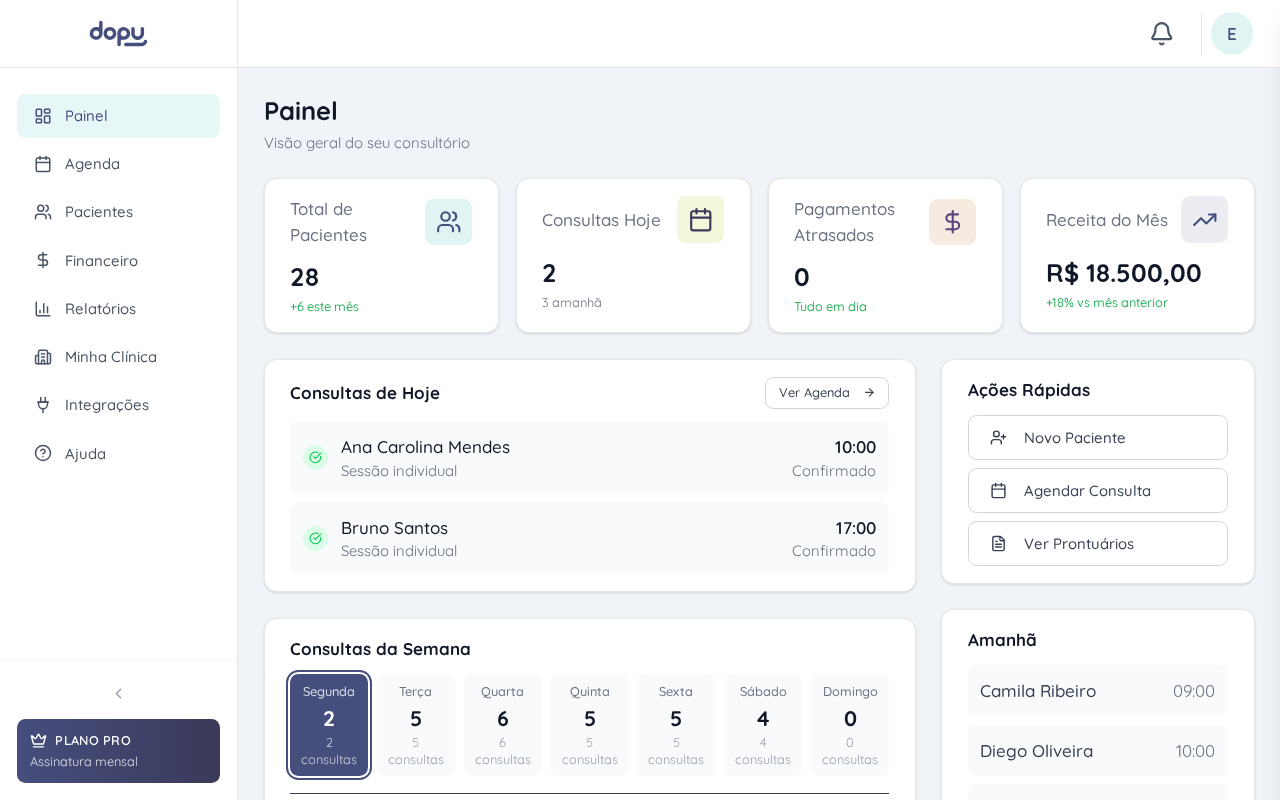 Dashboard do Dopu no computador