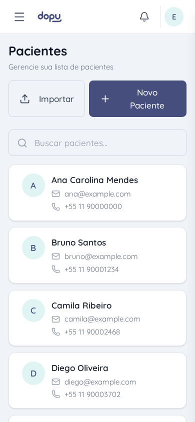 Lista de pacientes no celular